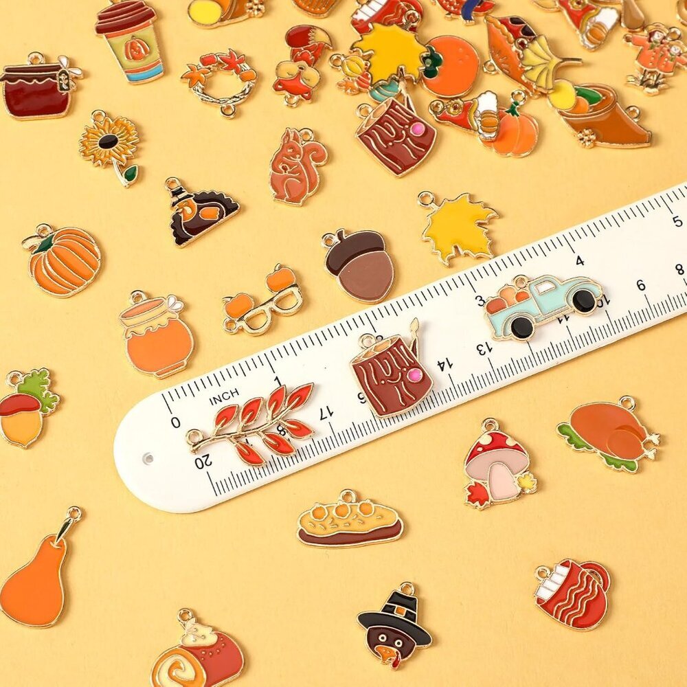 Fall Charms Thanksgiving Charms Enamel Charm Pendants Autumn Thanksgiving Pumpki - Picture 2 of 7